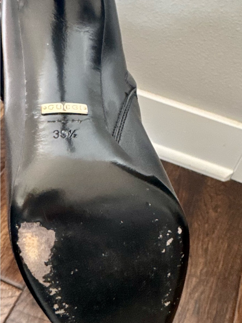 Gucci Black Leather Horsebit Accent Stiletto Boots - Picture 8 of 8